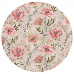 Bâche PVC Ronde Fleurs - Beige/Rose Bâche PVC Ronde Fleurs - Beige/Rose