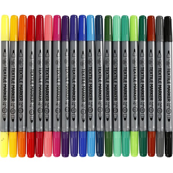 Marqueurs textiles - couleurs standards - 20 pcs