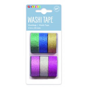 Washitape Paillettes unies, paquet de 6 Washitape Paillettes unies, paquet de 6