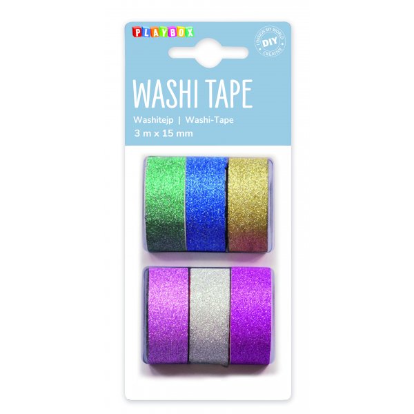 Washitape Paillettes unies, paquet de 6 Washitape Paillettes unies, paquet de 6