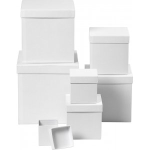 Boîtes - blanches - carrées - 7 pcs Boîtes - blanches - carrées - 7 pcs