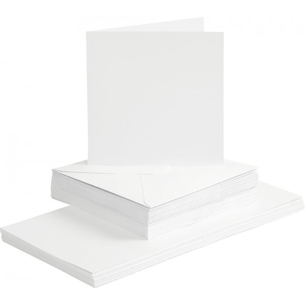 Cartes et enveloppes - blanc 16 x 16 cm - 50 sets
