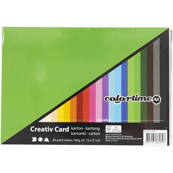 Creativ Carton - couleurs mlanges - A5 - 60 pcs