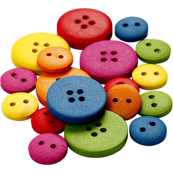 Boutons en bois - Ø12-20 mm - couleurs mélangées - 360 pcs Boutons en bois - Ø12-20 mm - couleurs mélangées - 360 pcs