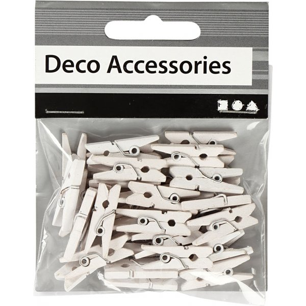 Mini pinces  linge - blanc - 36 pcs