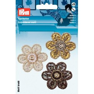 Etiquette en tissu autocollante/à thermocoller Fleurs marron/naturel Etiquette en tissu autocollante/à thermocoller Fleurs marron/naturel