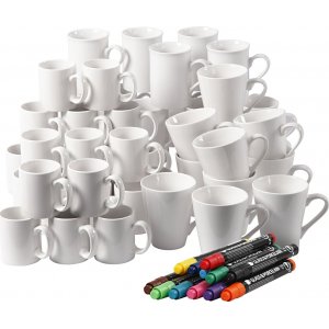 Set de matériel pour décorer des tasses - blanc Set de matériel pour décorer des tasses - blanc