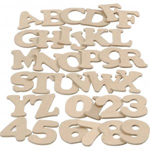 Lettres et chiffres en bois 36 x 100 pièces Lettres et chiffres en bois 36 x 100 pièces