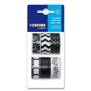 Washitape, paquet de 6, noir Washitape, paquet de 6, noir