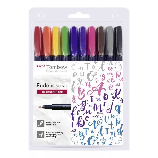 Tombow Stylo pinceau Fudenosuke Hard - 10 stylos