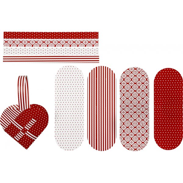 Set de loisirs cratifs - Coeurs tresss - motif rouge/blanc - 8 pcs