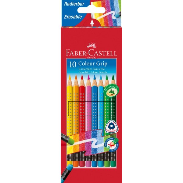 Crayons de couleur Grip effaables - 12 crayons