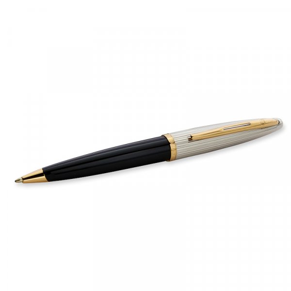 Stylo bille Waterman Carne Deluxe Noir - Garniture Dore - M Bleu