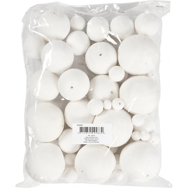 Boules de flirt - blanches - diffrentes tailles - 42 pcs