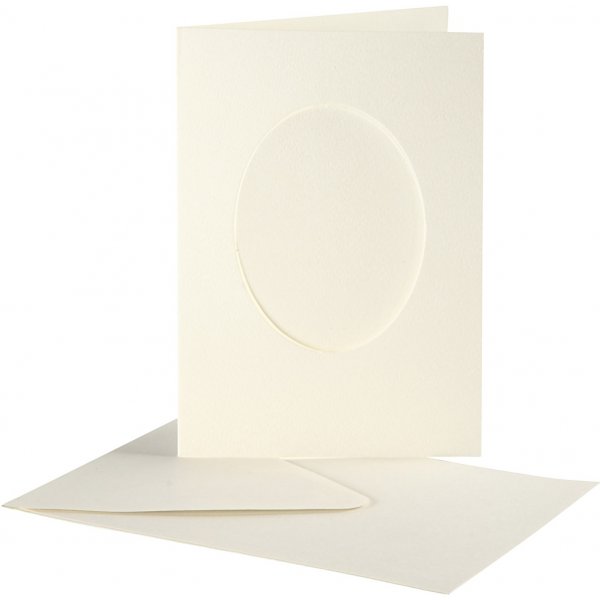 Carte passe-partout avec enveloppe - blanc cass - ovale - 10 sets