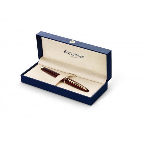 Stylo plume Waterman Carne Marine Ambre - Garniture Dore - Bleu Moyen