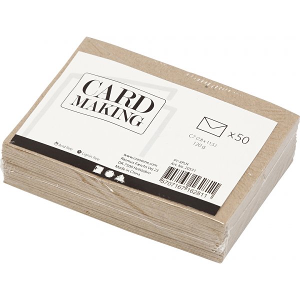 Enveloppe recycle - naturel - 7,8 x 11,5 cm - 50 pcs