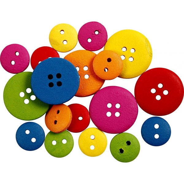 Boutons en bois - Ø12-20 mm - couleurs mélangées - 360 pcs Boutons en bois - Ø12-20 mm - couleurs mélangées - 360 pcs