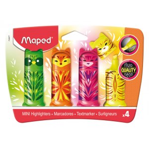 Feutres - Maped - Pochette motif animalier, pack de 4 Feutres - Maped - Pochette motif animalier, pack de 4