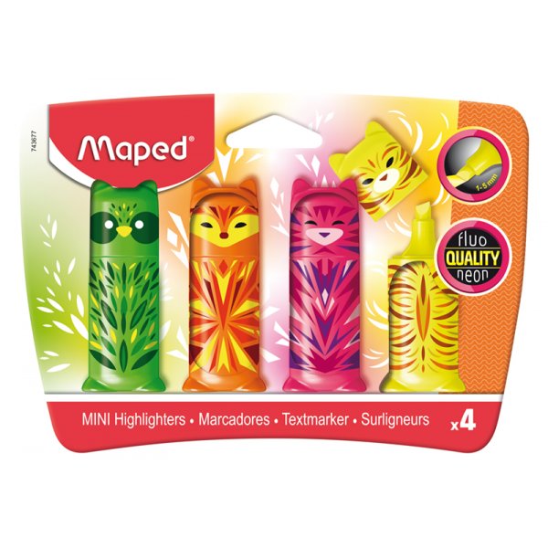 Feutres - Maped - Pochette motif animalier, pack de 4