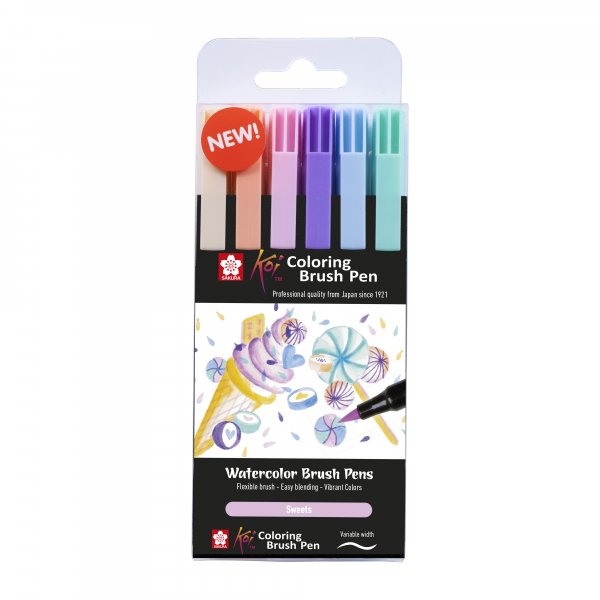 Stylo pinceau Sakura Koi Coloring Brush 6 stylos - Bonbons