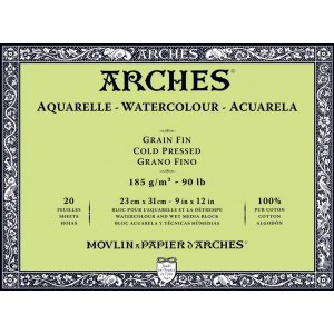 Bloc aquarelle Arches pressés à froid 185g Bloc aquarelle Arches pressés à froid 185g