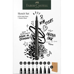 Set de stylos à dessin - Faber-Castell - Pitt Artist Pen - Fineliner+Sketchbook Set de stylos à dessin - Faber-Castell - Pitt Artist Pen - Fineliner+Sketchbook