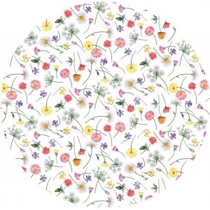 Bâche PVC Ronde Petite Fleur - Rose/Jaune Bâche PVC Ronde Petite Fleur - Rose/Jaune