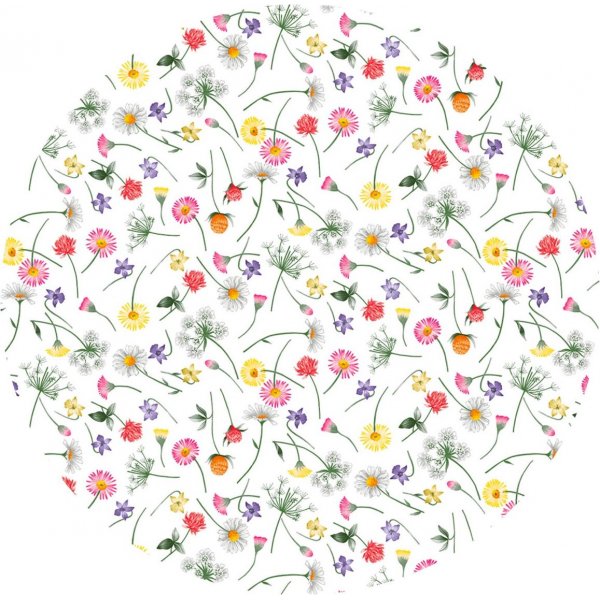 Bche PVC Ronde Petite Fleur - Rose/Jaune