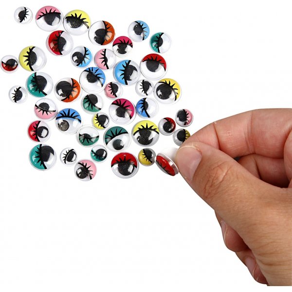 Yeux roulants - assortiment - autocollants - 30 pcs
