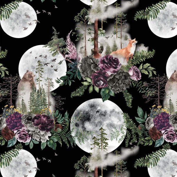 Jersey  motifs 150 cm - Ciel sauvage Nuit