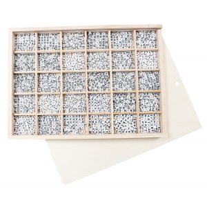 Perles chiffres et lettres Boîte en bois - 1500 pcs Perles chiffres et lettres Boîte en bois - 1500 pcs