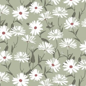 Toile cirée à motif de marguerites - Verte Toile cirée à motif de marguerites - Verte