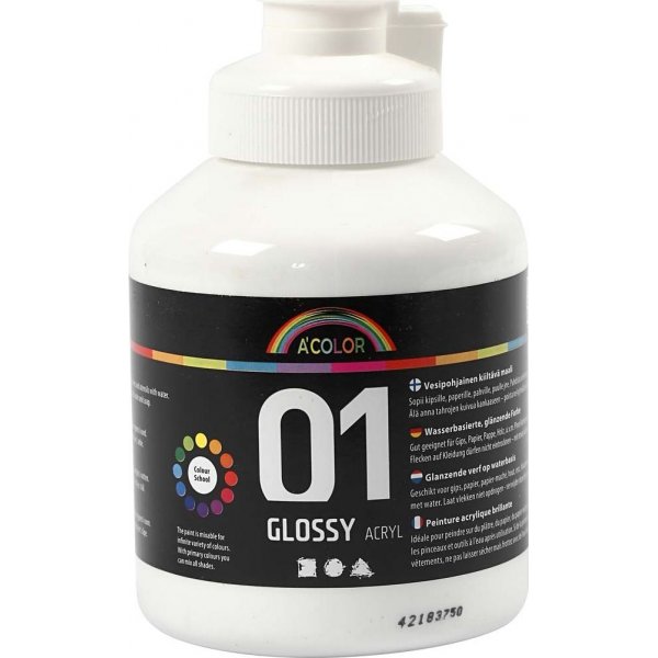 Peinture scolaire - Acrylique - blanc - brillant - 500 ml