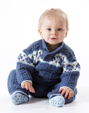 Patron tricot - Pull avec bordure  motif, pantalon et bonnet