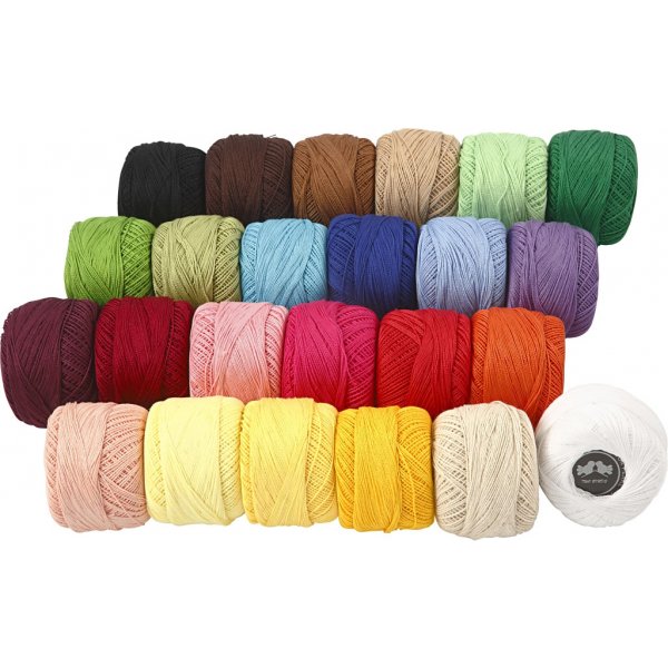 Fil de coton merceris� - couleurs m�lang�es - 24 x 20 g