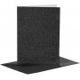 Cartes et enveloppes - noir - paillettes - 11,5 x 16,5 cm - 4 sets