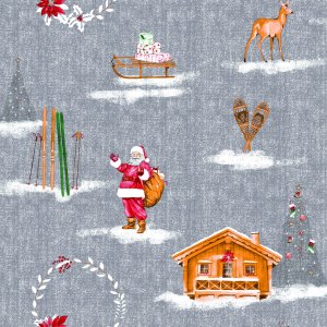 Toile cirée PVC Père Noël - Gris Toile cirée PVC Père Noël - Gris