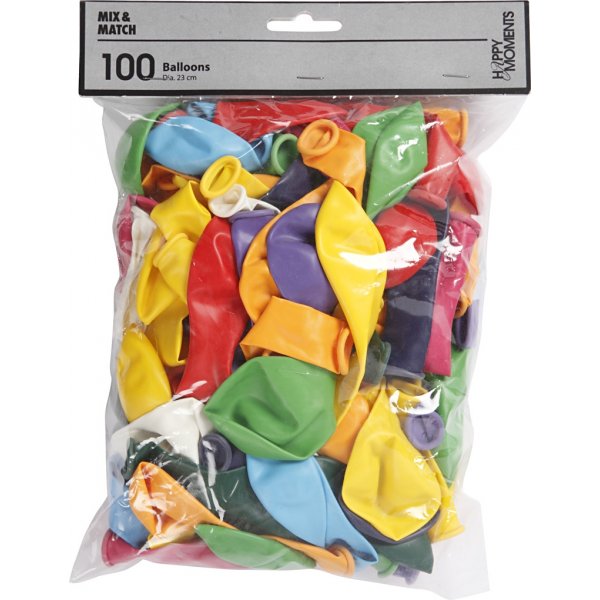 Ballons - couleurs mlanges - 23 cm - 100 pcs