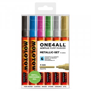 Marqueurs acryliques One4All 4mm 6 Pens - Métallisé Marqueurs acryliques One4All 4mm 6 Pens - Métallisé