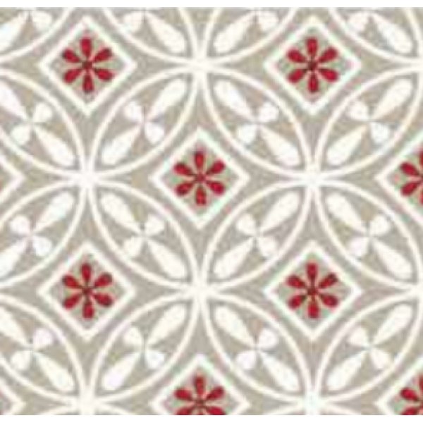Toile cire lgance carrelage marocain gris/rouge