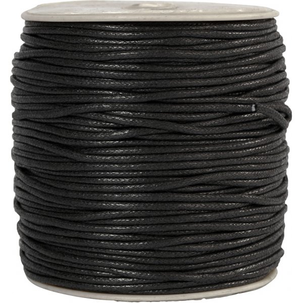 Cordon coton - noir - 100 m - 2 mm