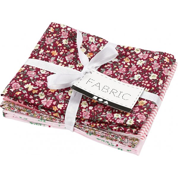 Tissu patchwork - rose - 4 pcs