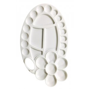 Palette en plastique - Forme ovale avec fleur 16x29cm Palette en plastique - Forme ovale avec fleur 16x29cm
