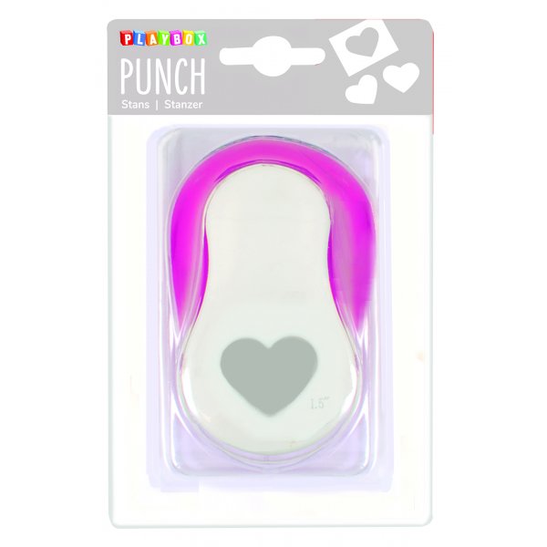 Coeur de Punch 3,8 cm - Rose/blanc Coeur de Punch 3,8 cm - Rose/blanc