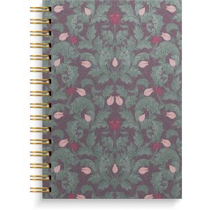 Carnet A5 à spirale, ligné, motif fleurs bordeaux Carnet A5 à spirale, ligné, motif fleurs bordeaux