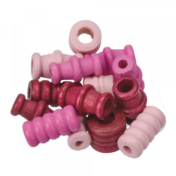 Perles en bois - mlange rose 28 pcs. mlange de couleurs et de formes