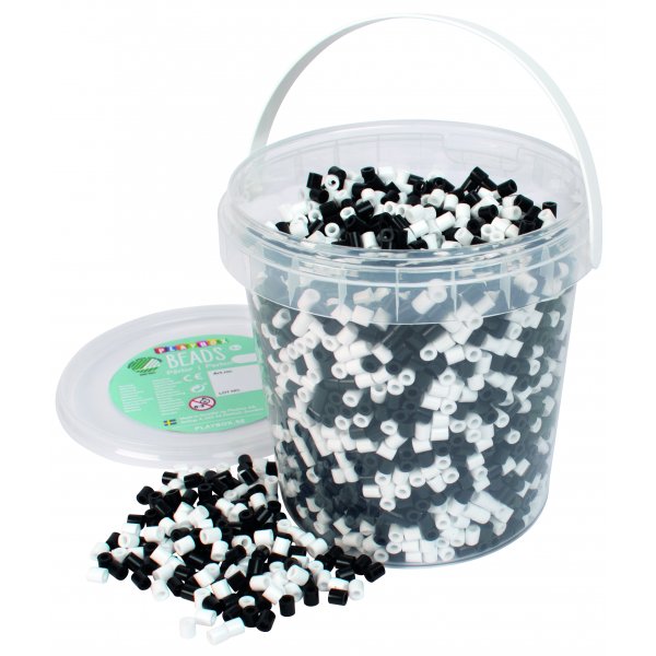Perles de pipe en seau 5000 pcs - m�lange noir et blanc