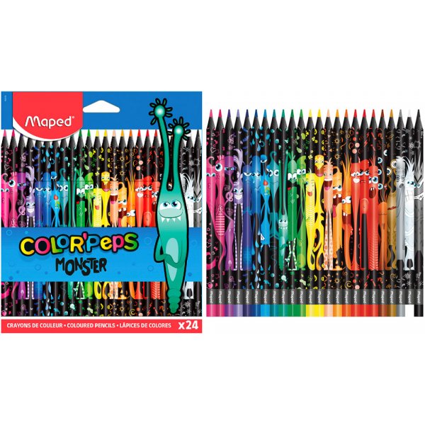 Set de crayons de couleur - Maped - Monster 24 crayons