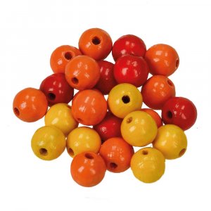 Perles rondes en bois de couleurs mélangées - 10mm 25g Perles rondes en bois de couleurs mélangées - 10mm 25g